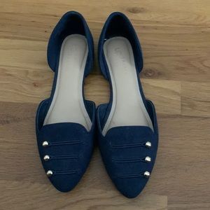 Lauren Conrad Navy Blue Felt Shoes Size 7 Med. Wore very little.